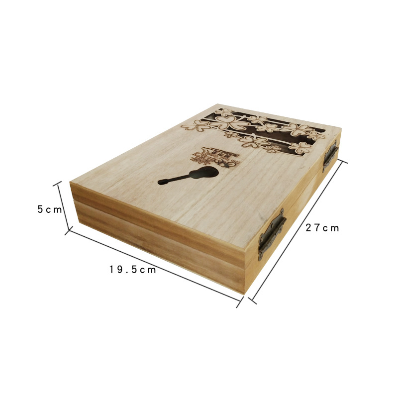 Packing Box Paulownia Quality with Lid Creative Alumni Book Storage Box Wooden Pull Cover Tape Lock Storage Box