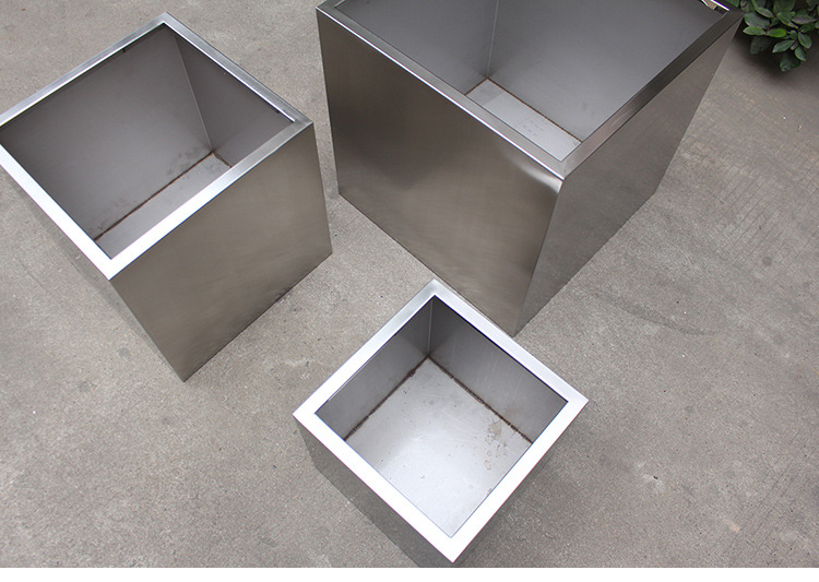 柏琳花器 拉丝方桶 园林公园不锈钢花箱 304排水 庭院别墅盆栽
