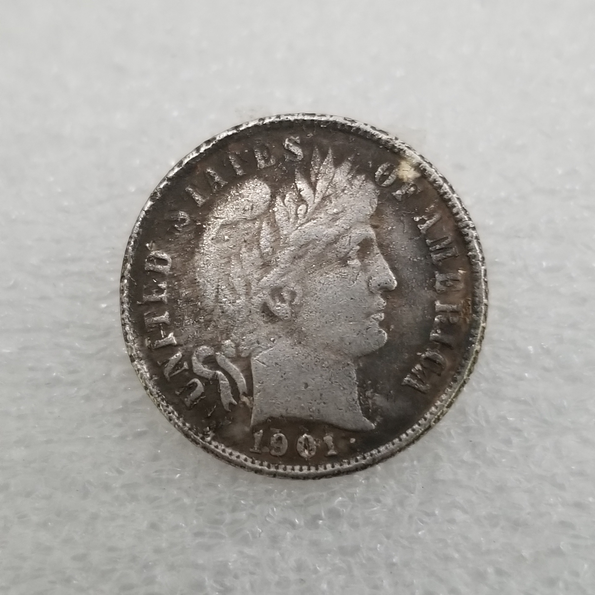 仿古工艺品美国1901年1/10黄铜镀银银元银圆外国银元
