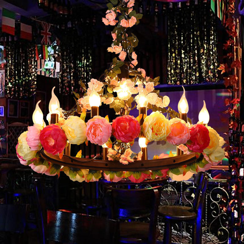 Flower Bar Chandelier Music Restaurant Rose Decoration Hall Chandelier Hot Pot Restaurant Private Room Art Chandelier