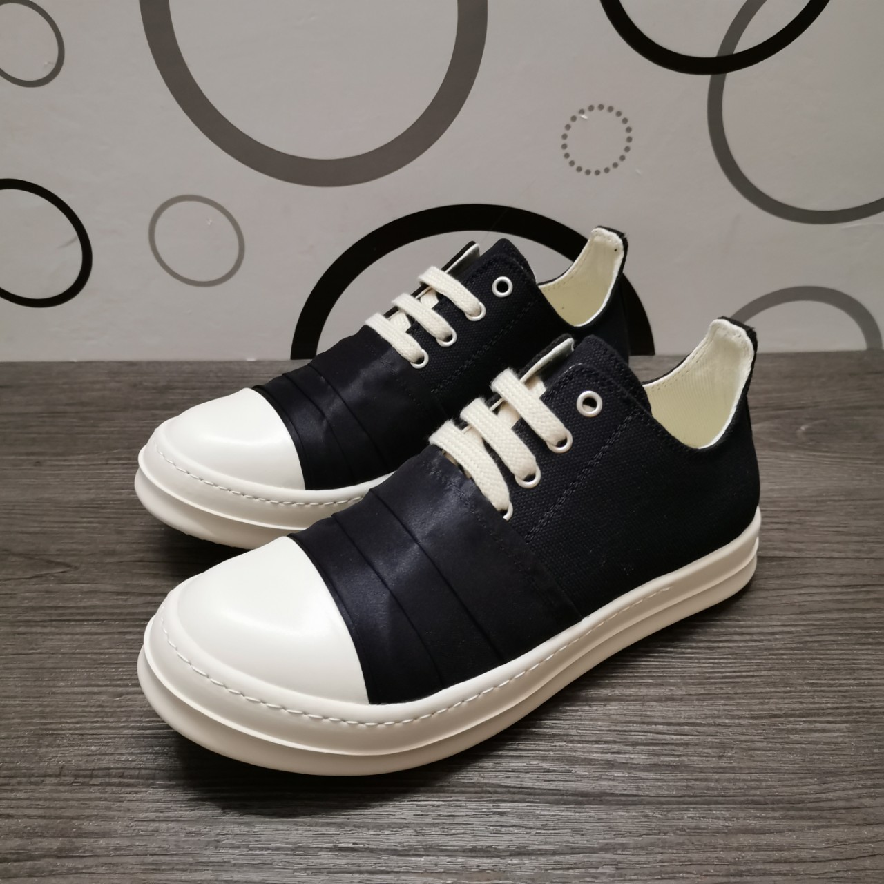 ro暗黑系潮鞋黑色绸缎布主线低帮帆布鞋舒适休闲鞋情侣男女鞋