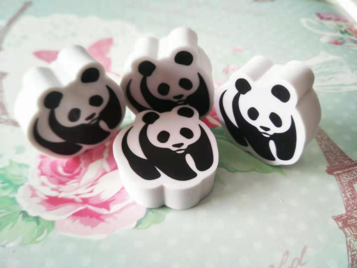 大熊猫丝印橡皮檫 tpr材质 卡通橡皮定制 实体工厂