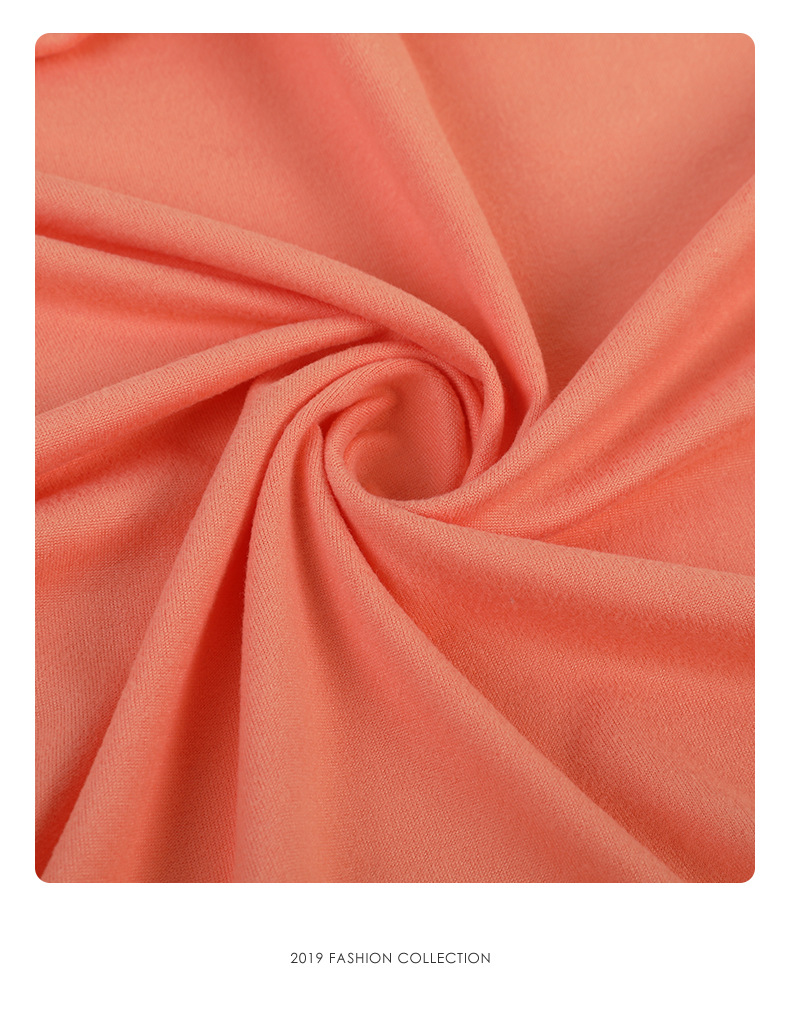 源头工厂 跨境精梳单面磨毛弹力莱卡棉感休闲布料 针织面料