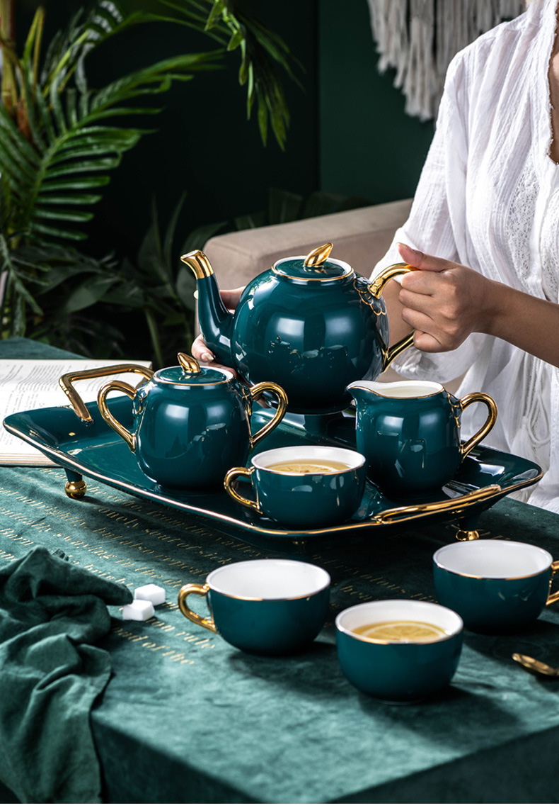 欧式茶具套装带托盘陶瓷英式下午茶咖啡杯家用套具整套水杯小奢华