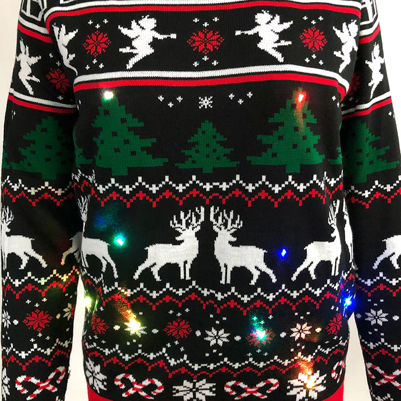 Foreign Trade Christmas Sweater European and American Autumn and Winter Loose Women's Sweater Luminous Christmas Sweater with LED Lights