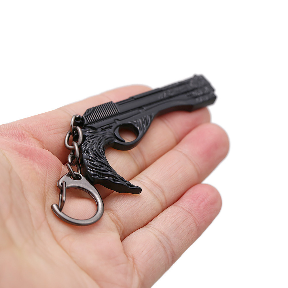 鬼泣5 黑檀木与白象牙尼禄武器悲鸣双枪湛蓝玫瑰手枪模型钥匙扣