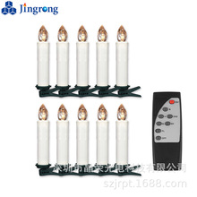 10支/套 6H定时LED圣诞蜡烛 单色暖白LED蜡烛灯 LED遥控蜡烛批发