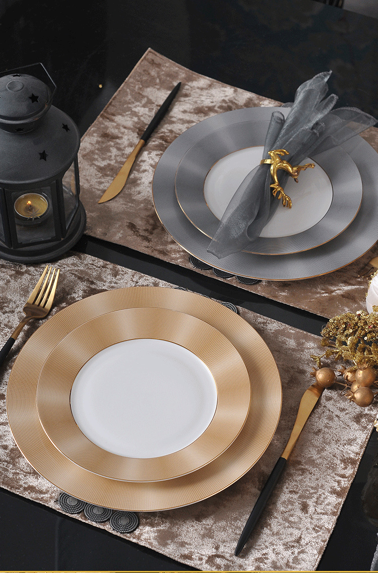 欧式骨瓷西餐盘牛排盘果盘样板房装饰品家居软装摆件挂盘装饰餐盘