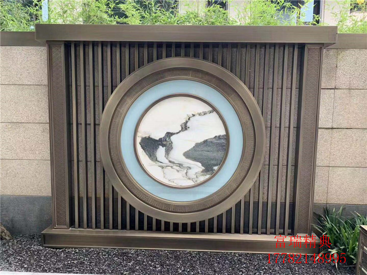 富瑞精典售楼部金属条假山背景墙装饰地产景观廊架小品厂家定制