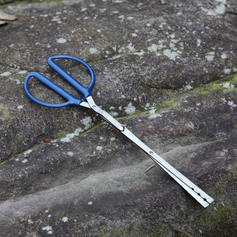 cpj-15 户外野炊野营用品中号包胶烧火钳 夹柴火可折叠烧火钳