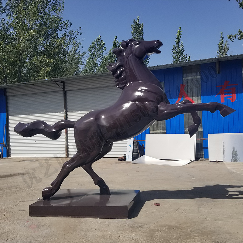 定制不锈钢雕塑 大型奔马骏马景观摆件广场金属马动物装饰雕塑