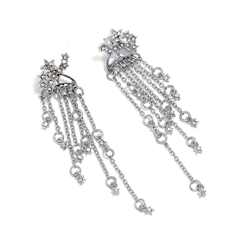A1203 Fashion Korean Earrings Wholesale Shining XINGX Tassel Rear Hanging Delicate Earrings