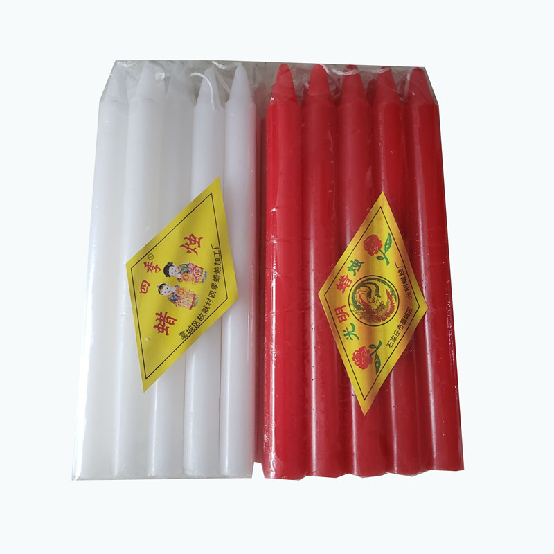 Red and White Candles Household Lighting White Candle Red Candle Wholesale Cylindrical Candles a Pack of 10 Light Smoke Long Brush Holder