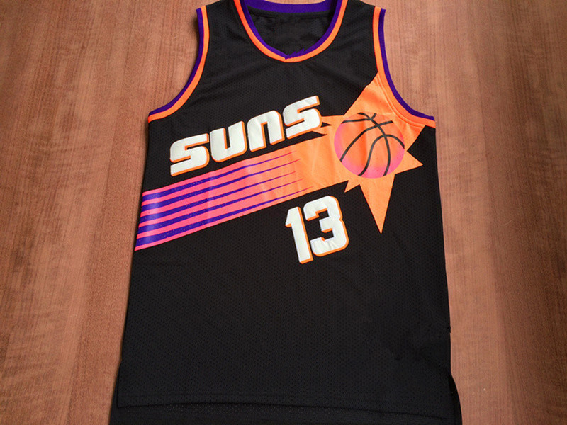 nba篮球衣外贸太阳#34 barkley #13nash 纳什复古网眼刺绣球衣紫