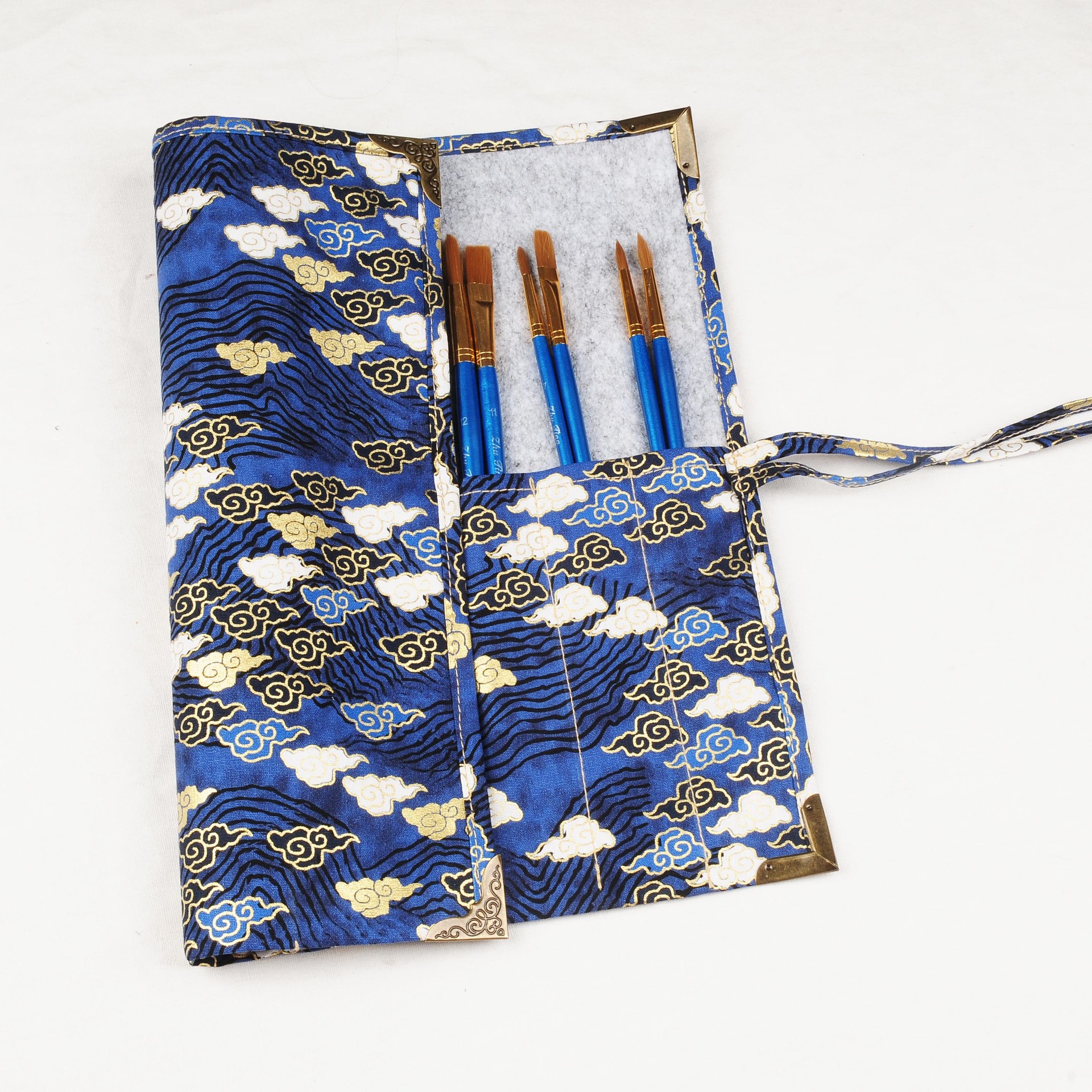 手工创意毛笔笔帘卷笔袋毛笔收纳文房四宝 绘画文具包书法国画