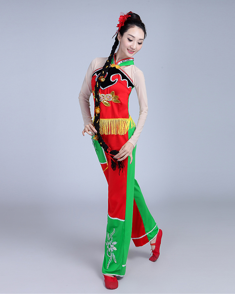 陕北民族风山丹丹开花红艳艳新款秧歌服女装舞蹈演出服装舞台服饰