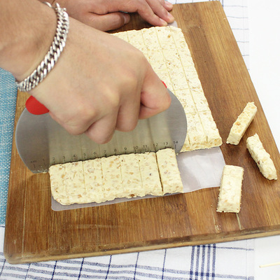 不锈钢刮面铲切面刀刻度刮板 切雪花酥硅胶刮刀 广式冰皮月饼