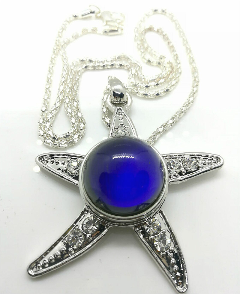 Color-Changing Necklace Temperature-Sensitive Mood Temperature-Changing Gem Diamond-Embedded Starfish Pendant Necklace Birthday Gift Student Gift Couple