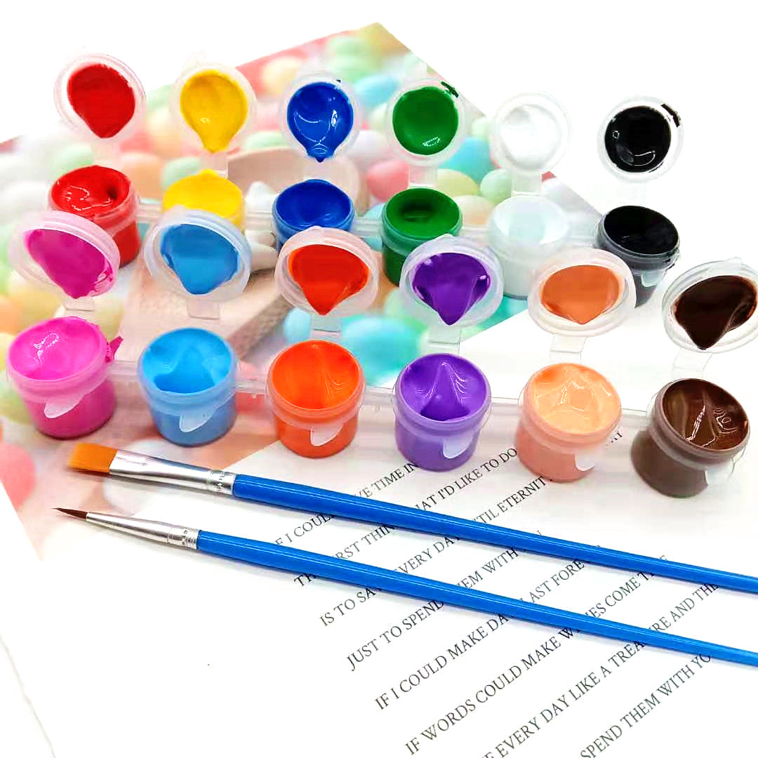 儿童绘画5ml12色连体丙烯颜料套装 涂鸦石膏风筝娃娃颜料