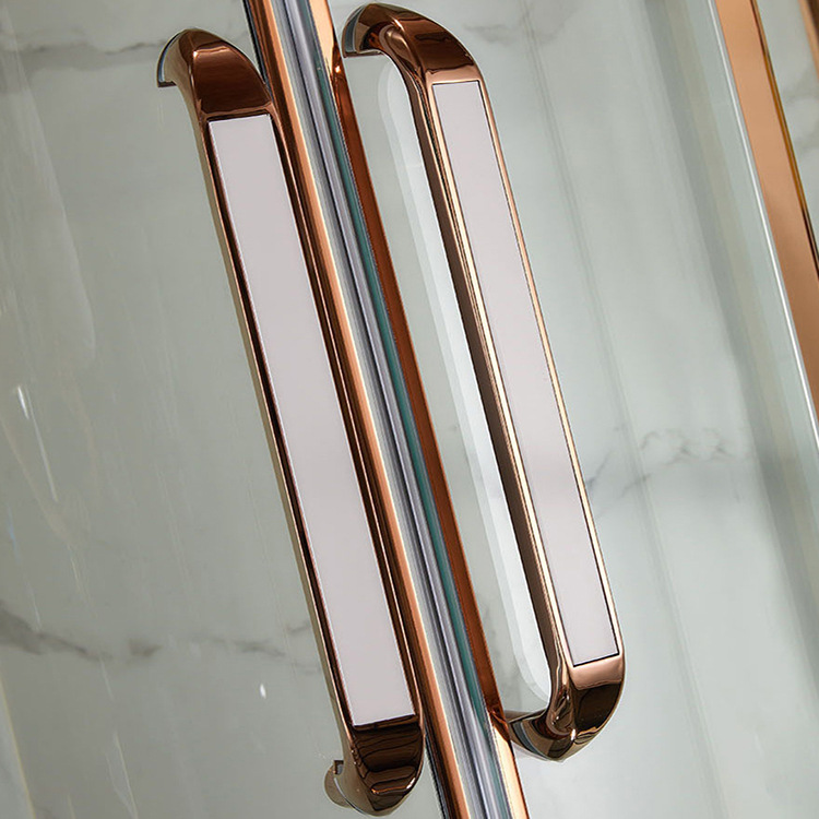 钢化304金色拉丝淋浴房