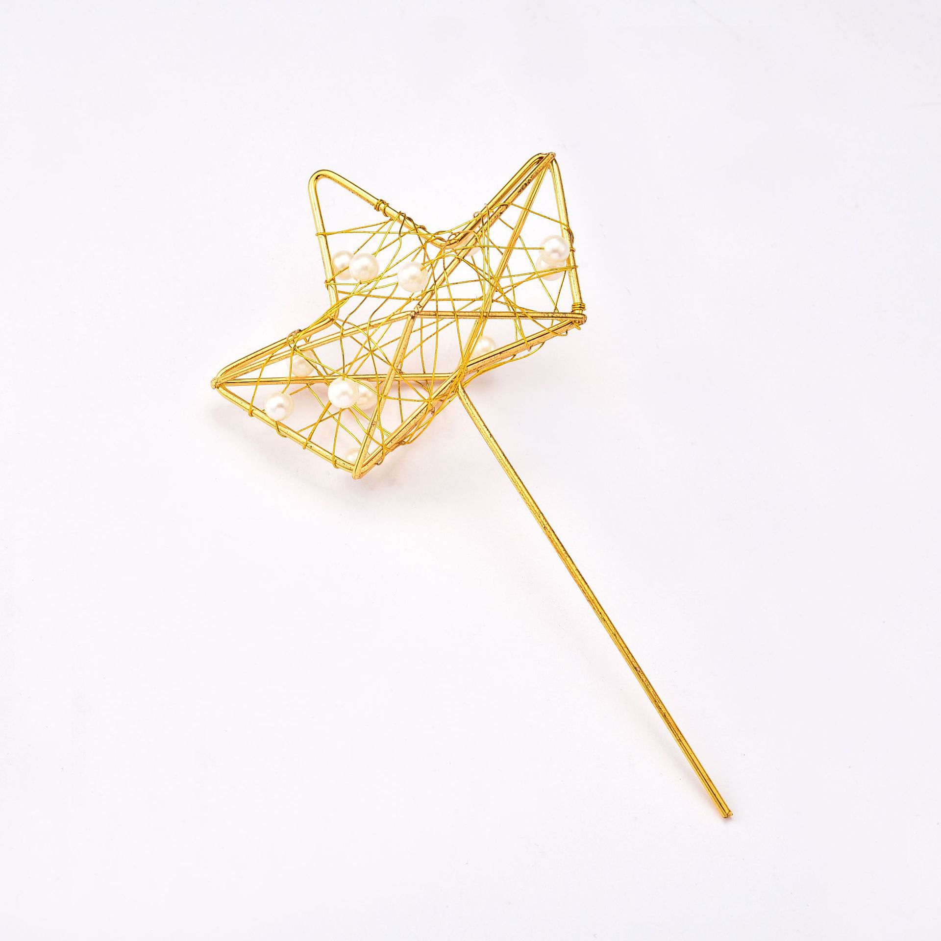 简约款皇冠铁丝珍珠插旗派对装饰摆件女王珍珠插牌生日蛋糕装饰