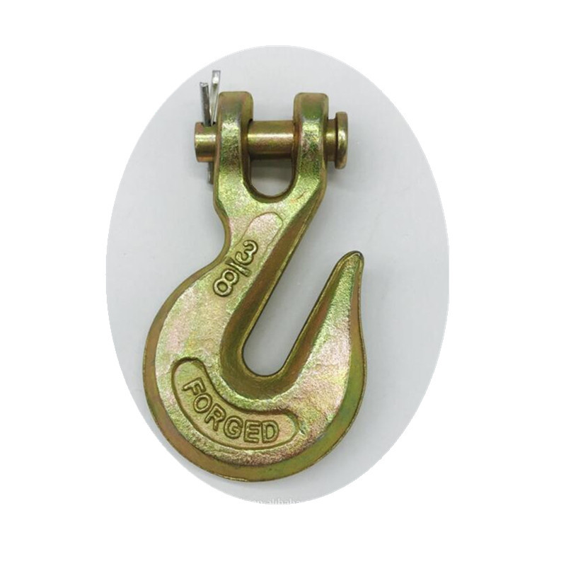 青岛即墨厂家直销 g43级 黄色喷塑羊角抓钩带舌片