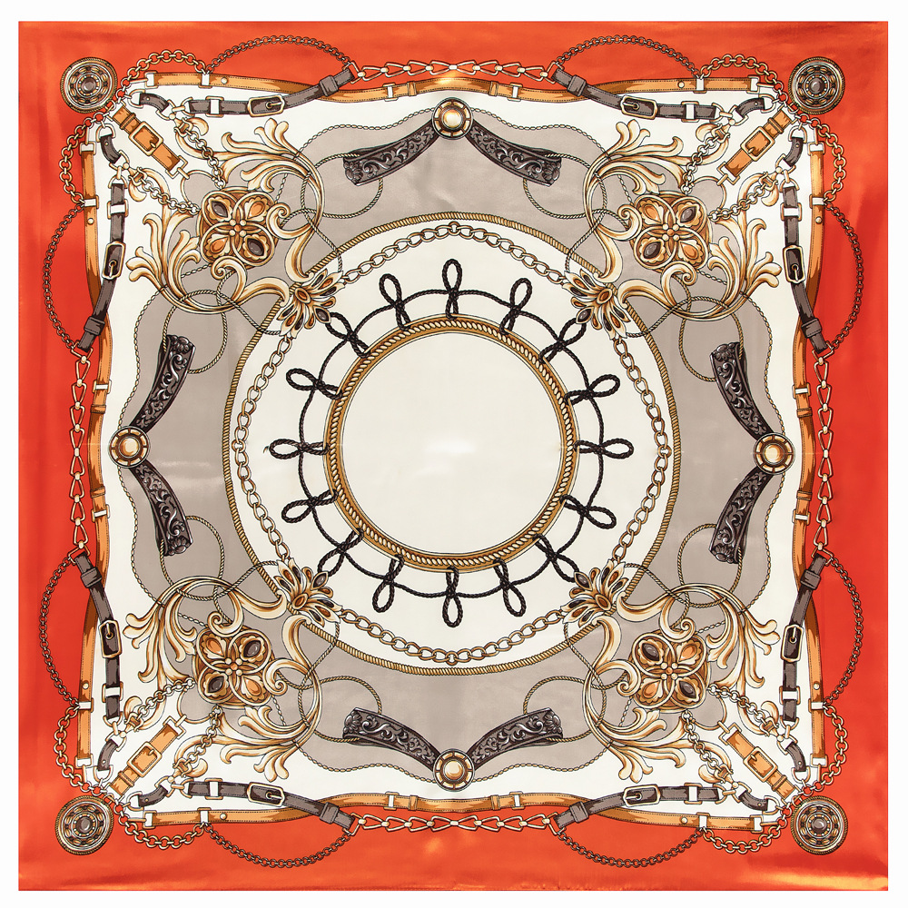 麦桐丝巾 90cm新款皮带链条 绳索 女士仿真丝丝巾大方巾围巾