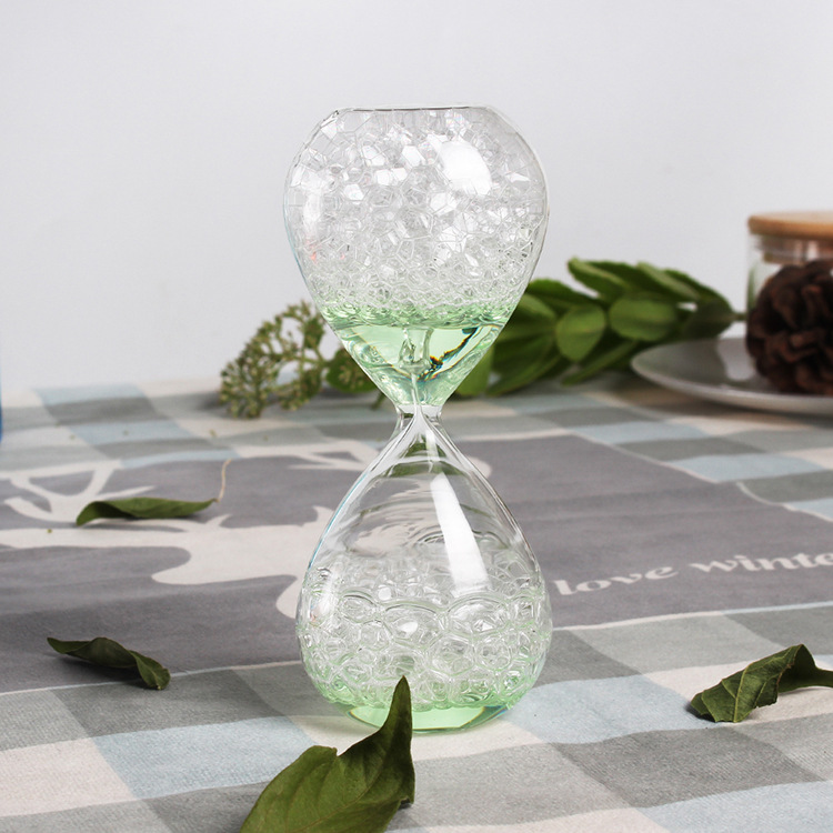 抖音ins流行透明水滴型高硼硅液体沙漏计时器圣诞新年礼物摆件