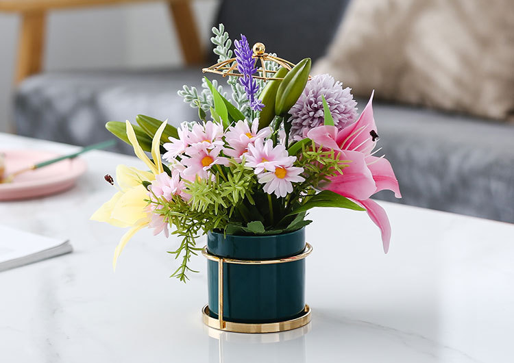 北欧ins创意简约园艺仿真花花盆陶瓷容器 兰花盆家居摆件装饰品