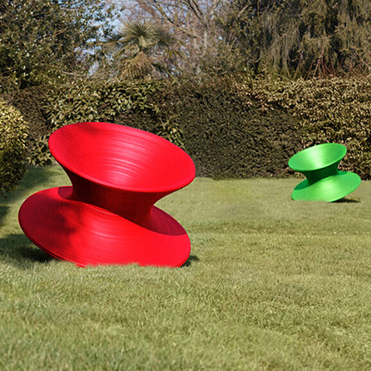 网红创意陀螺椅商场广场趣味休闲椅玻璃钢公园儿童旋转不倒翁座椅