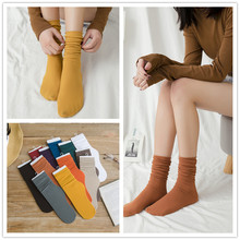 靴下乐途 新品薄款彩色堆堆袜 日系丝袜 天鹅绒长中筒袜子批发
