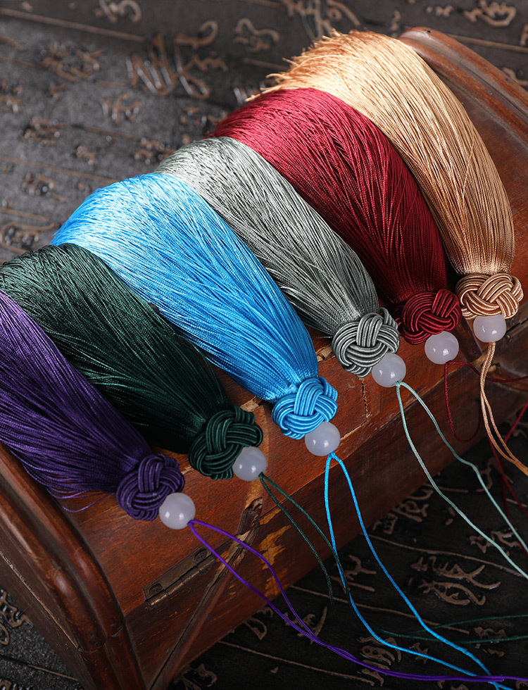 15厘米流苏diy高档顺滑人造丝菠萝帽汽车挂件吊穗 中国结流苏穗子