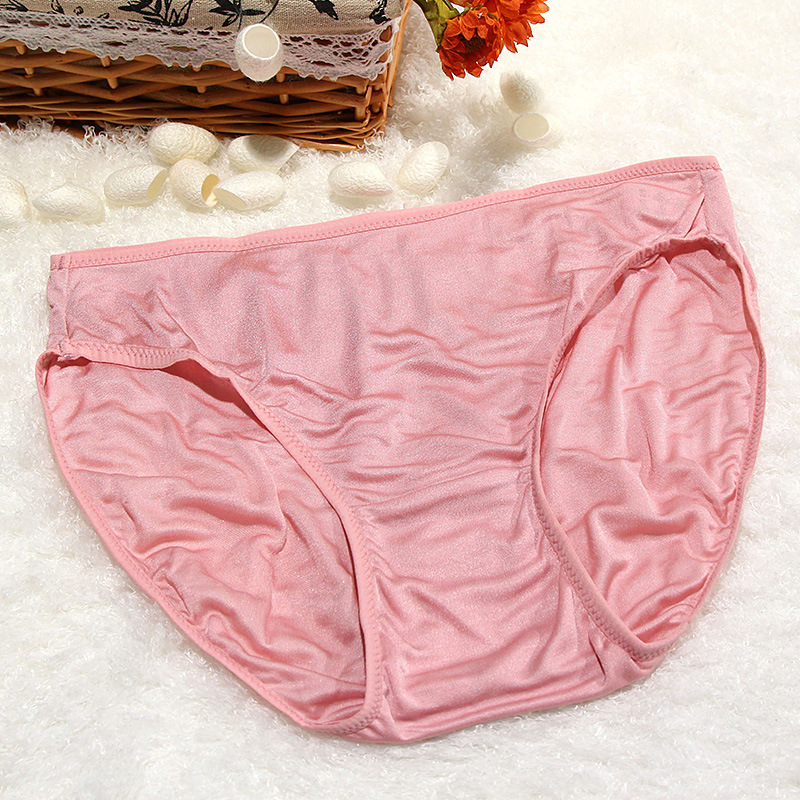 New Silk Briefs Women's Underwear Solid Color Simple Knitted Silk Underwear Women