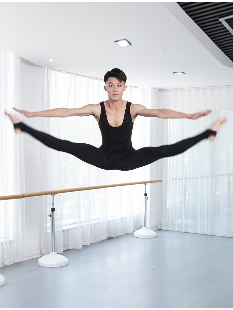 红舞鞋舞蹈服装芭蕾舞背心连体服体操服男成人紧身练功形体连袜裤