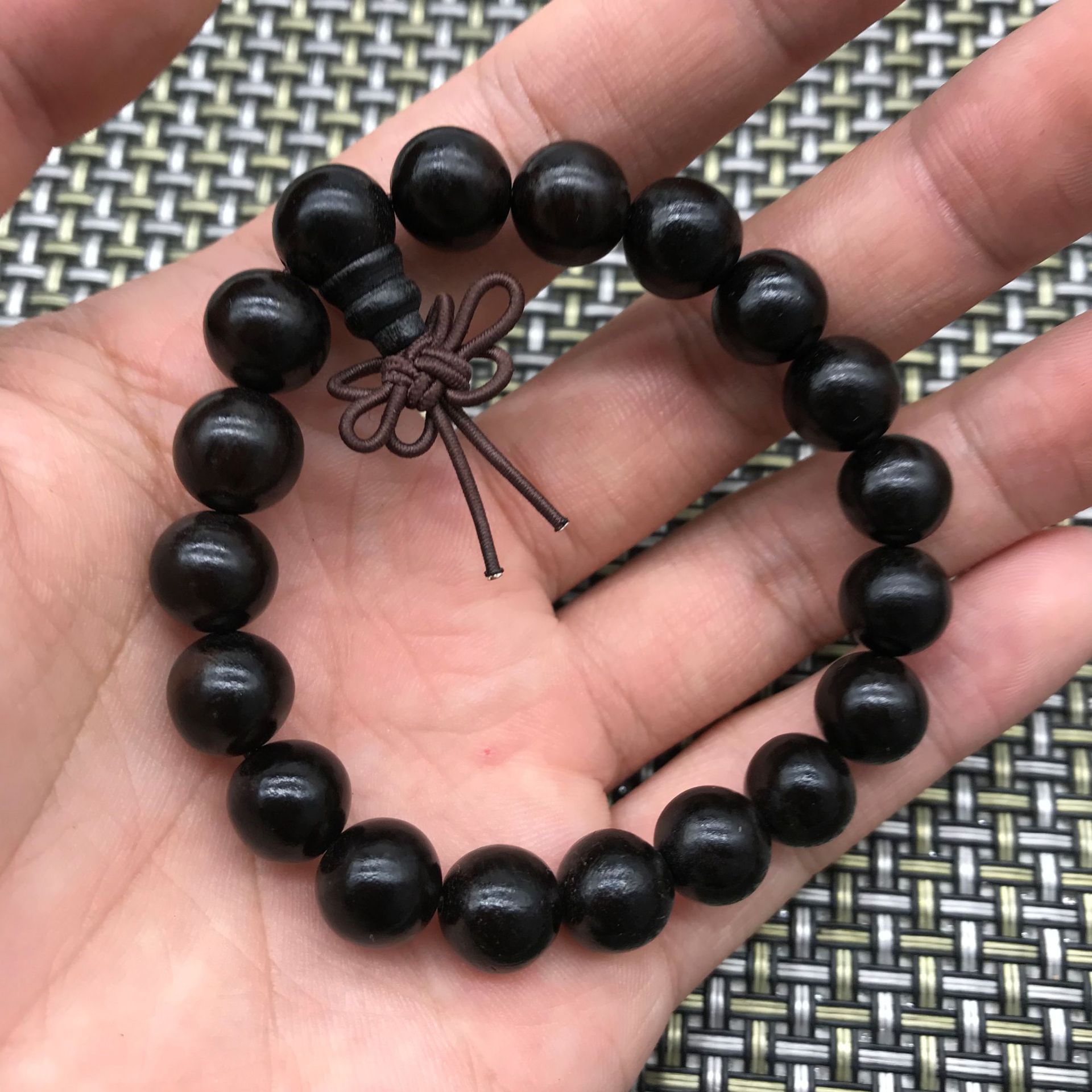 5 乌木紫光檀佛珠手链木质老料沉水高密度念珠文玩批发