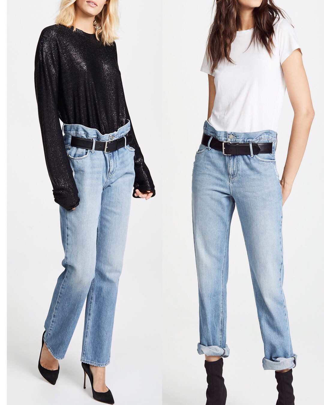 外贸女装亚马逊爆款 自带黑皮带 2019春夏高腰直筒女牛仔裤8821