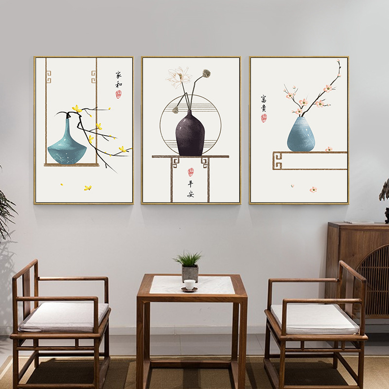 新中式梅兰竹菊挂画客厅装饰画中国风沙发背景墙玄关书房茶室壁画