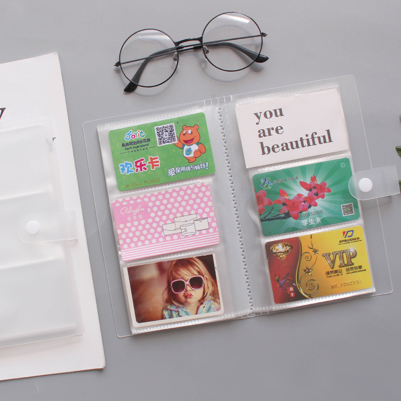 Non-Printed Transparent Business Card Album Member Office Business Card Holder Men and Women Card Binder Card Holder 120 Grid Plastic Storage Book