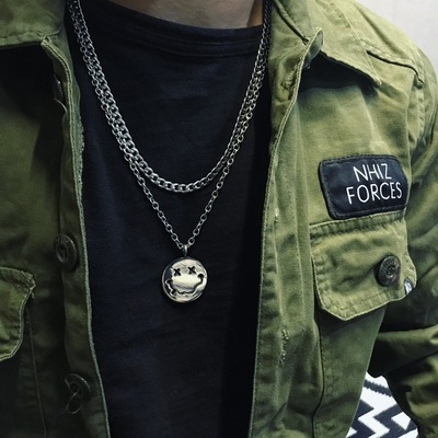 潮牌镂空卡通xx笑脸吊坠男女情侣项链hiphop嘻哈原宿个性饰品男女