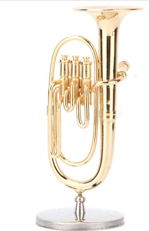 乐器礼品巴东黑管圆号小号模型摆件 mini镀金乐器工艺品 家居礼品