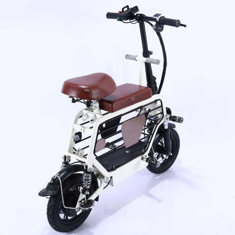 索罗门12寸双人锂电池成人折叠电动车脚踏两轮电瓶车迷你宠物车