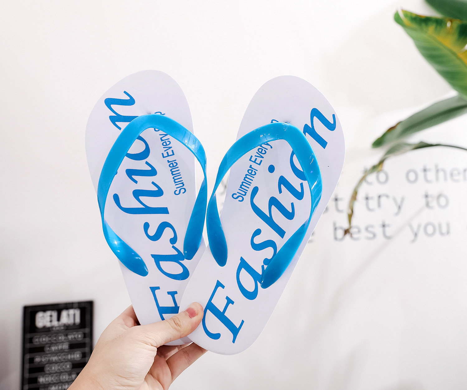 外贸镂空广告人字拖男定制eva酒店拖鞋定做logo 沙滩印字夹脚拖鞋