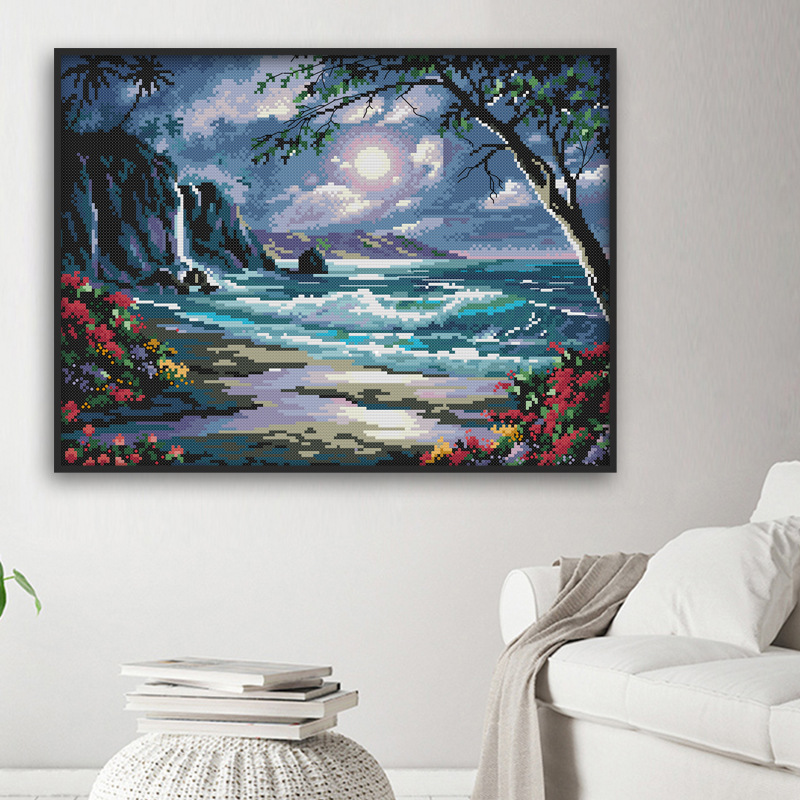 0成交6套跨境新款十字绣 花园楼梯客厅玄关风景装饰画自绣diy刺绣一件