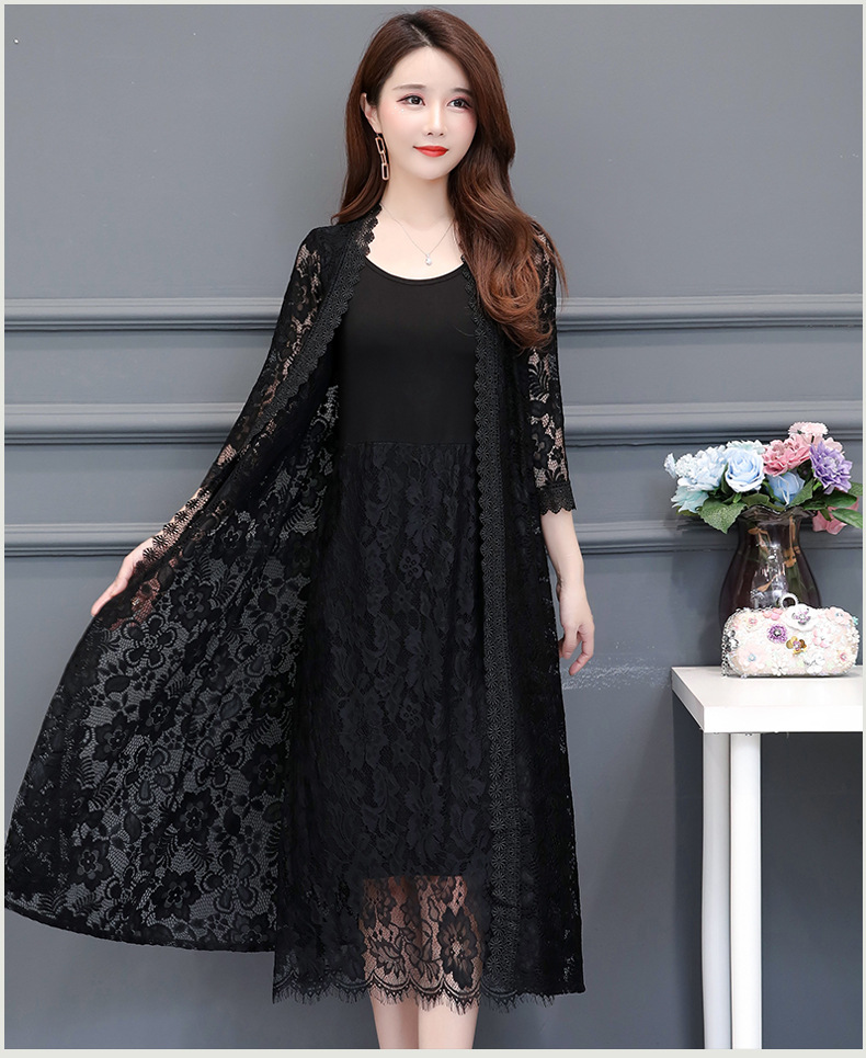 蕾丝开衫女中长款镂空防晒外披女士夏季空调衫