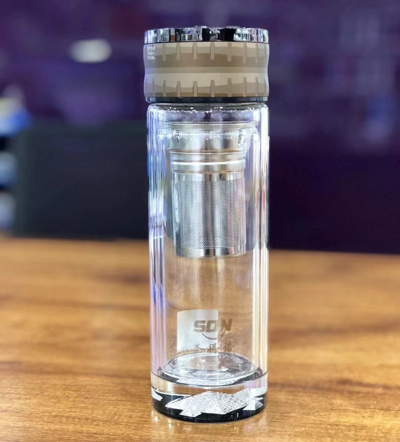 圣得诺透明双层玻璃杯男女便携办公耐热水杯泡茶杯 一件代发