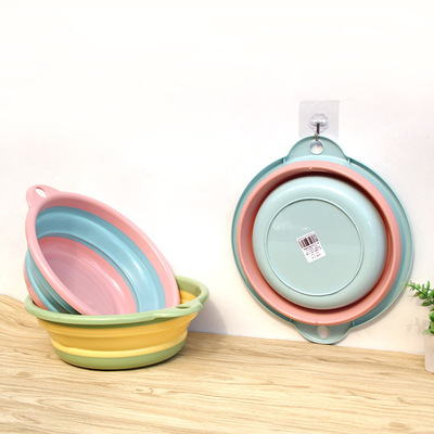 家用可折叠洗脸盆旅行 便携式折叠脸盆多功能厨房洗菜盆 带一粘钩