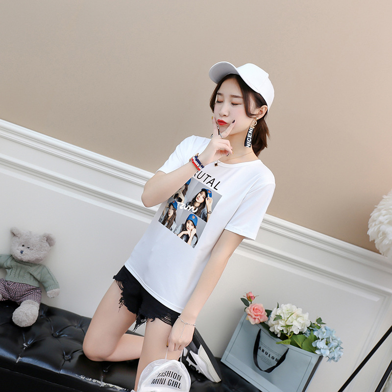 2019夏季精选女装韩版时尚女孩字母短袖t恤女上衣厂家批发ulzzang