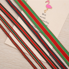 厂家多规格圣诞带金丝绿红绿平纹涤纶礼品包装带服装装饰辅料织带