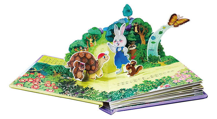 工厂直销龟兔晒跑儿童3d立体故事书 儿童寓言3d书本现货一件代发