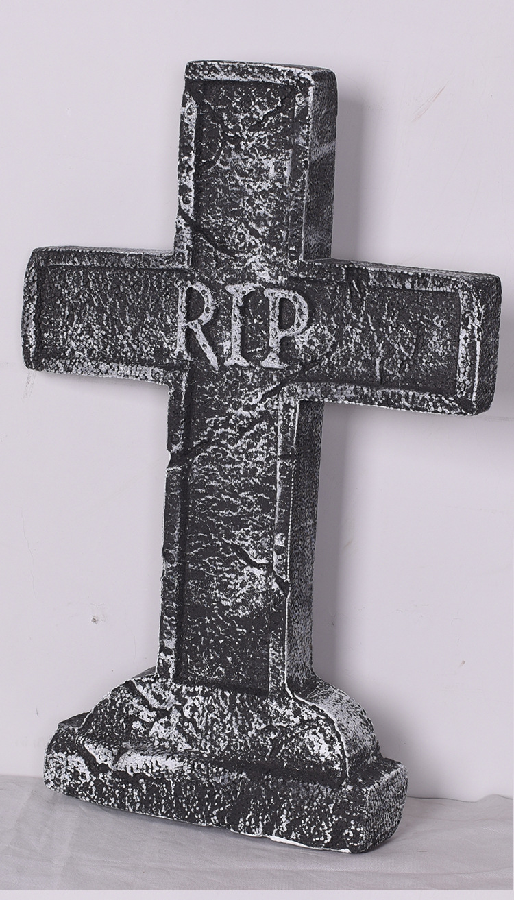 现货万圣节道具鬼节装饰酒吧ktv立体十字架泡沫墓碑鬼屋密室摆件